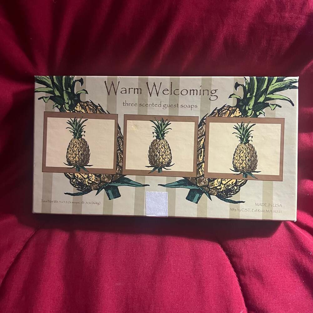 Warm Welcoming Three Scented Pineapple Guest Soaps Box Set Sealed in Box